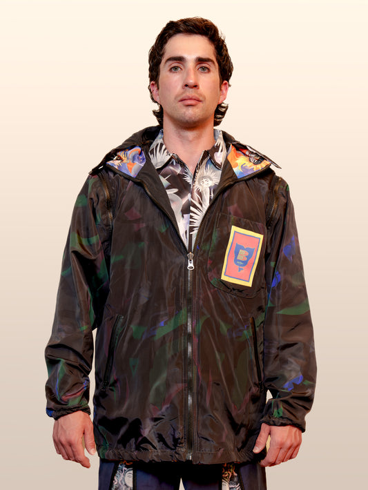 Convertible Nylon Wind Jacket - Orange&Black