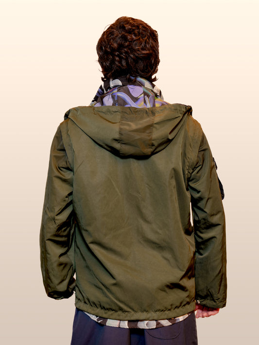 Convertible Nylon Wind Jacket - Beige&Black