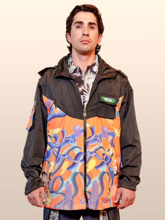 Convertible Nylon Wind Jacket - Orange&Black