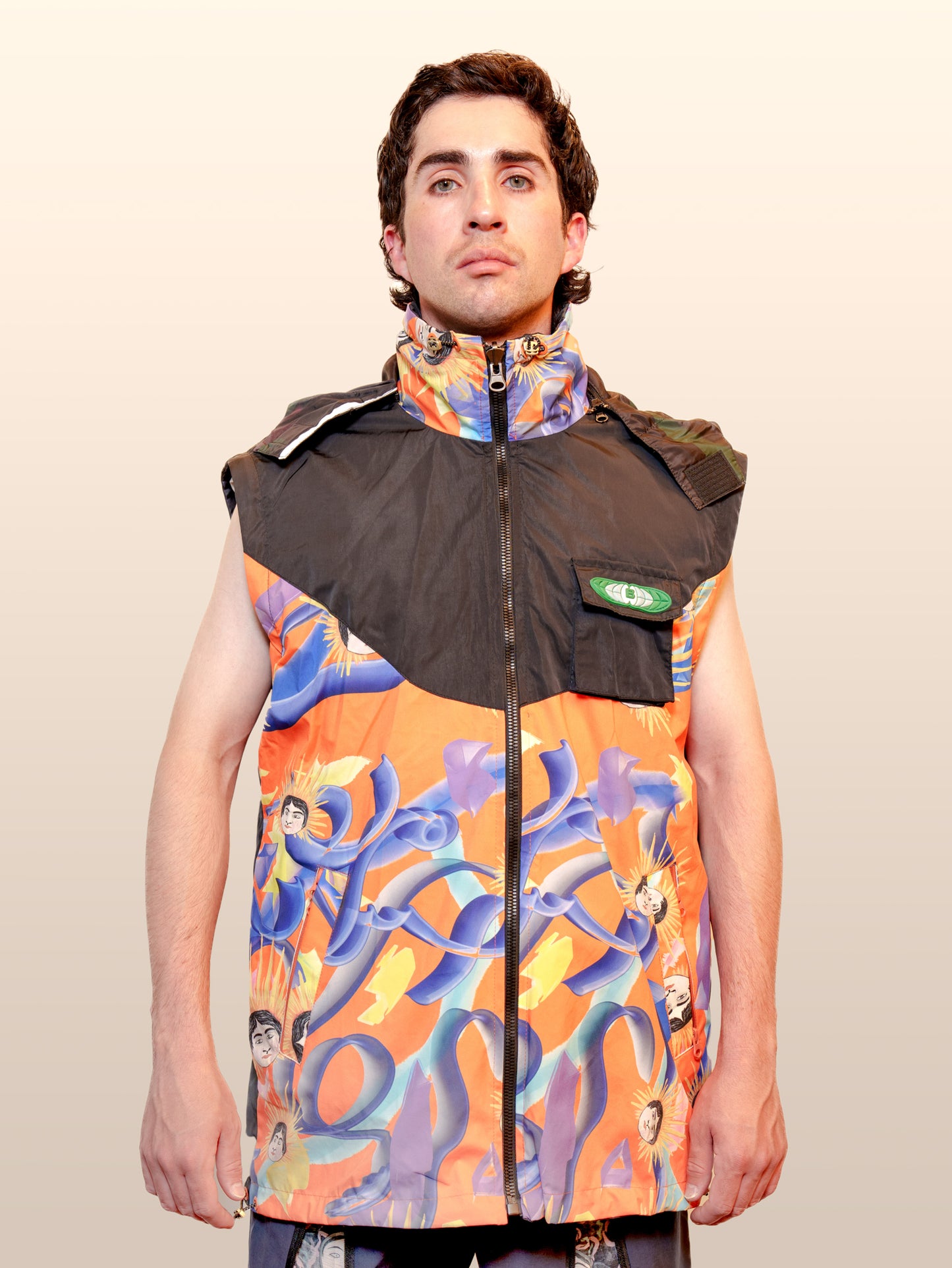 Convertible Nylon Wind Jacket - Orange&Black