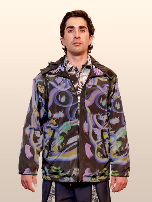Convertible Nylon Wind Jacket - Purple&Black