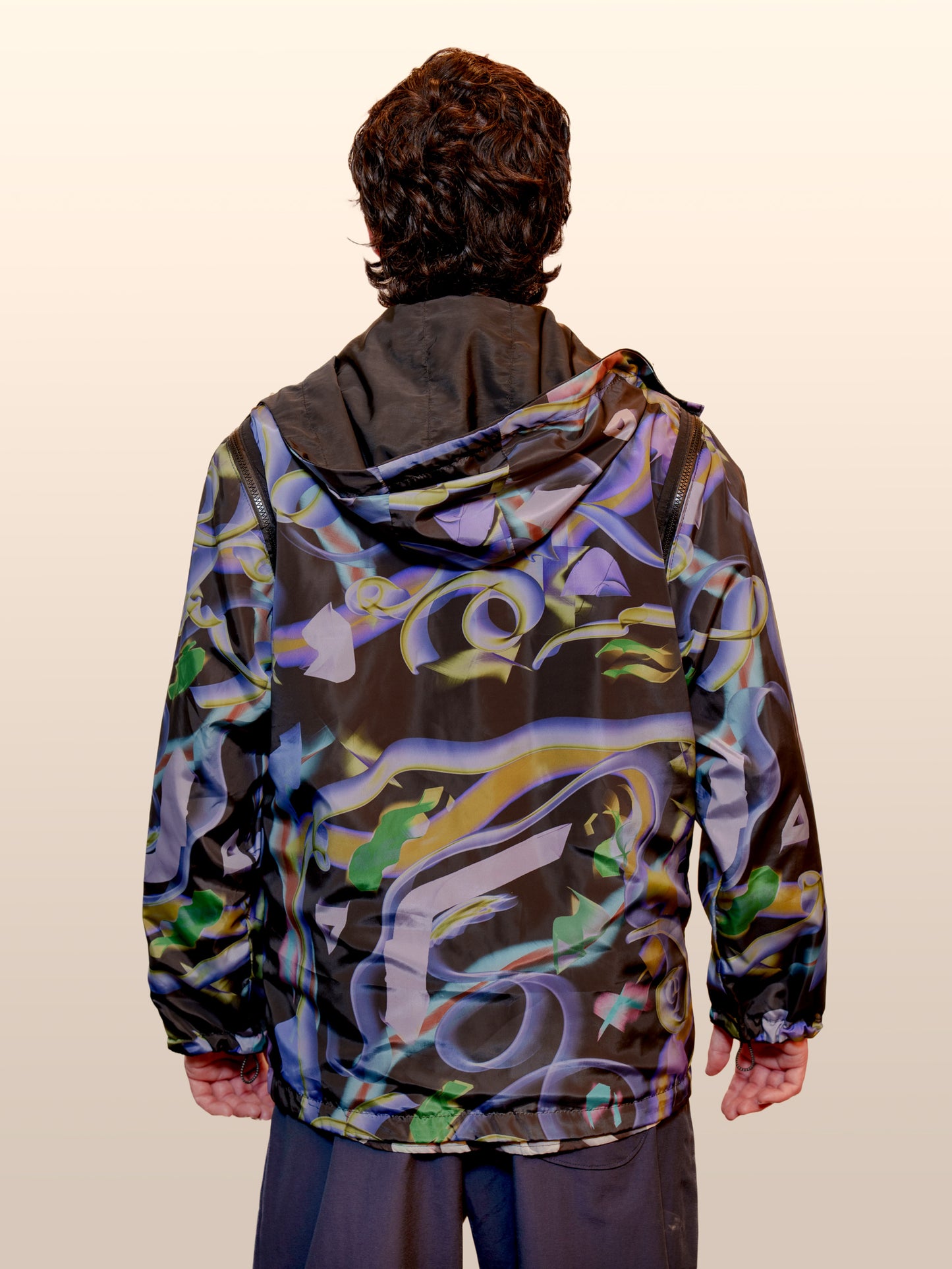 Convertible Nylon Wind Jacket - Purple&Black