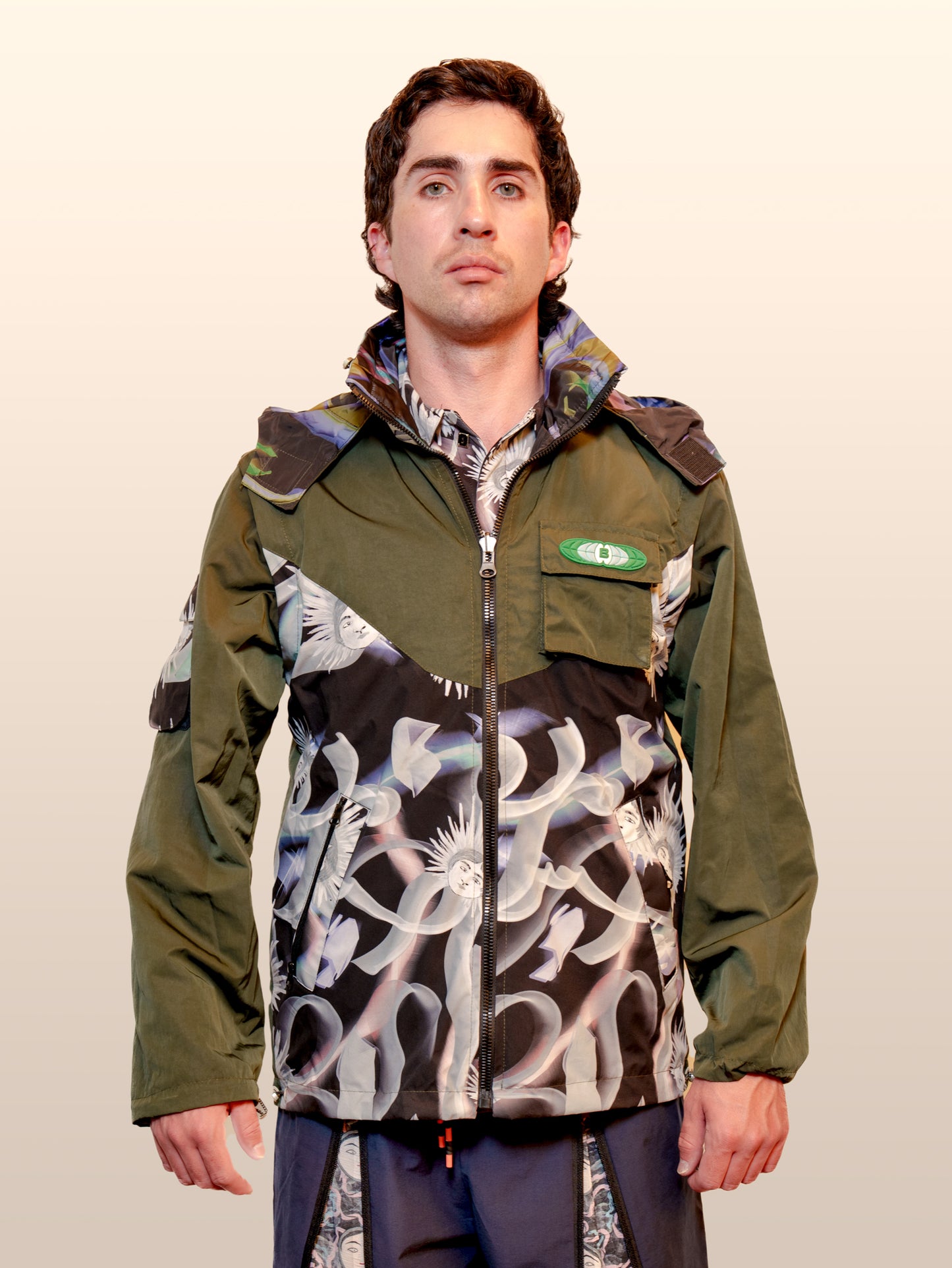 Convertible Nylon Wind Jacket - Beige&Black