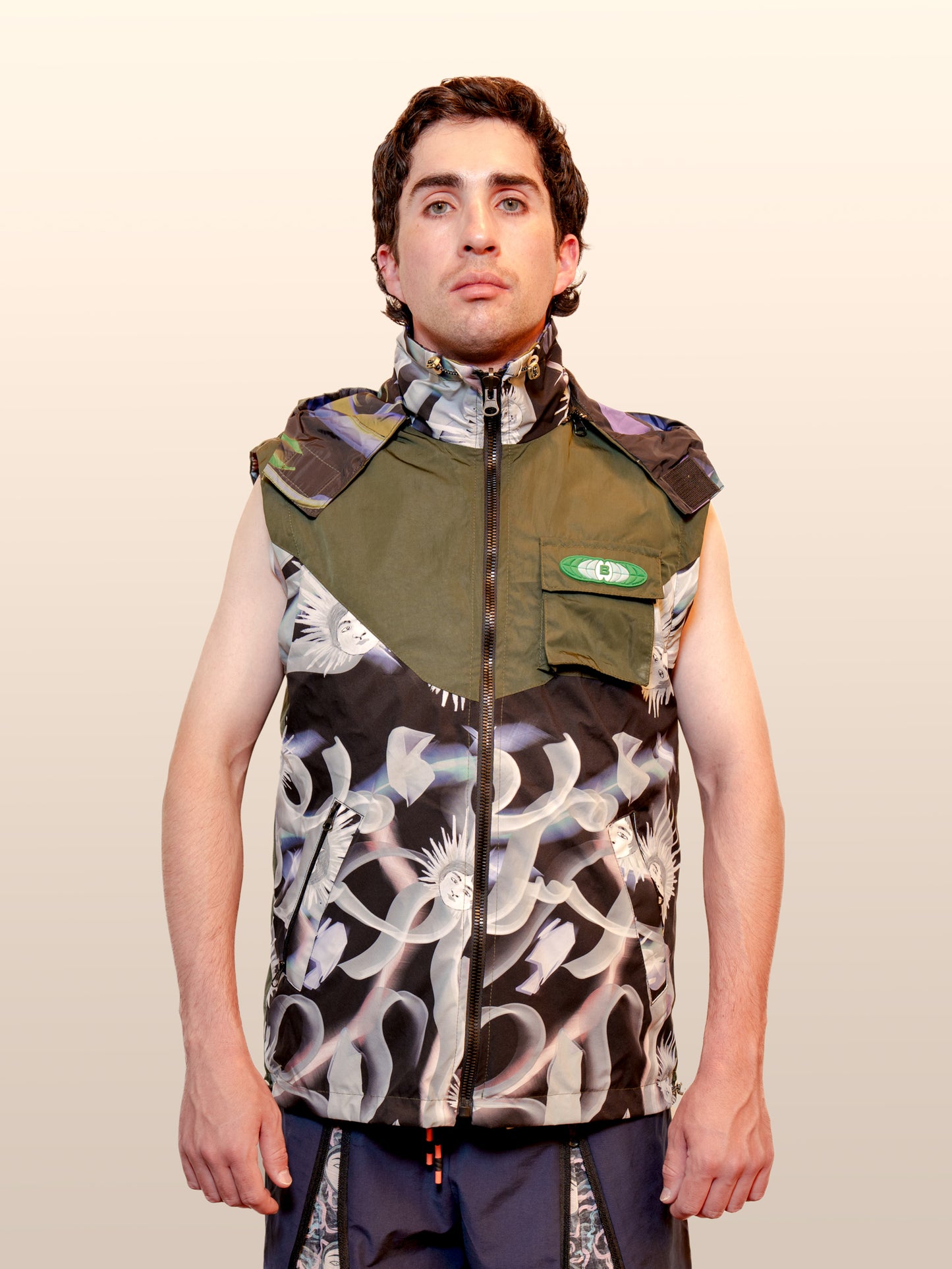 Convertible Nylon Wind Jacket - Beige&Black